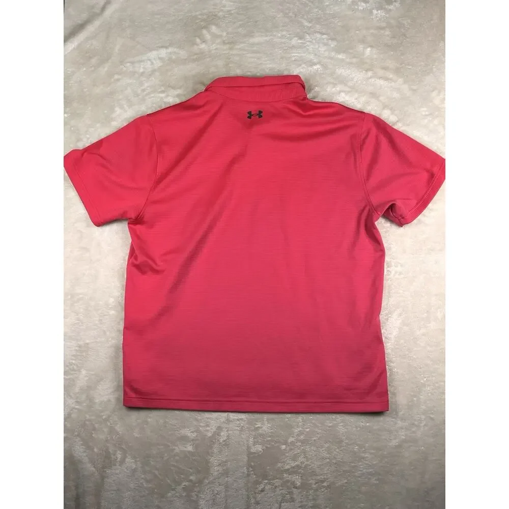 Under Armour Mens Pink Performance Polo Shirt XXL Short Sleeve Loose Fit Golf